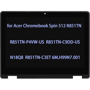 12" Screen Replacement for Acer Chromebook Spin 512 R851TN R851 Series N18Q8 R851TN-P4VW-US R851TN-C9DD-US R851TN-C3ET 6M.H99N7.001 LCD Touch Screen Display Digitizer Assembly(40 Pins)