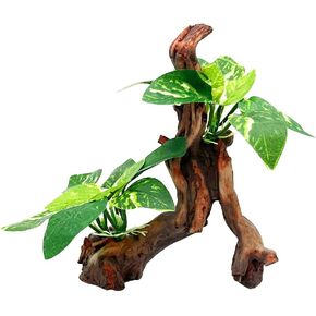 Smoothedo-Pets Fish Tank Decor Aquarium Decorations 5inch Mini Tree Ornaments Betta Silk Leaf pad Hammock Artifical Driftwood Cave Goldfish Bowl Accessories (Type-F)