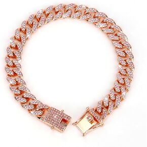 Dog Chain Collars,Gold Dog Collar,Cuban Link Dog Collar,Dog, Dog Chain Necklace,Dog Mom Gifts,Gold Dog Chain,Gold Chain Dog Collar,Small Rhinestone Puppy Cute Girl Dog Collar