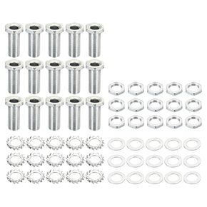 PATIKIL M10 Thread 11mm Tall Hex Hollow Screw Bolts, 4 in 1 / 60Pieces Through Hole Bolt Chandelier Fasteners with Hex Nut and Gasket