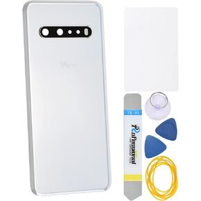 Classy White Acrylic Glass Cover Housing Door Replacement Backs for LG V60 ThinQ 5G V60 ThinQ 5G UW Including Rear Camera Glass Lens Pre-Install Adhesive and Installation Instruction Tool Kit