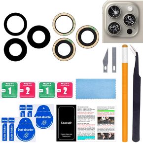 2 PCS Soaosdr Original Back Rear Camera Lens Glass Replacement for iPhone 15 Pro Max 6.7 inch with pre-Installed Adhesive+Reparing Toolkit+Installation Manual