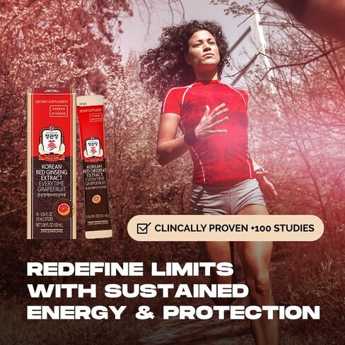 JungKwanJang Ginseng Everytime Extract Stick - Caffeine-Free Energy Supplements, Korean Red Ginseng 2000mg, Brain Support and Natural Energy Booster for Men & Women, 60 Count in Saudi Arabia