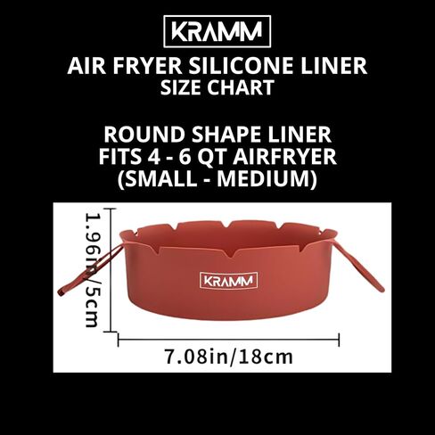 KRAMM Air Fryer Silicone Liners by Jantastic Finds - Reusable Air Fryer Liner Fits 4-7 qt Air Fryers - Unique Design with 2 Long Handles that Clips Together, (Grey, Set of 2) in Saudi Arabia
