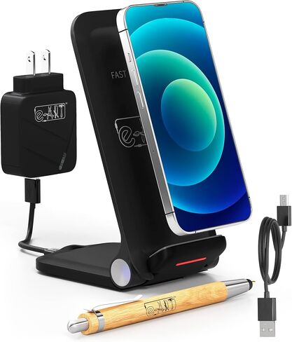 15W Foldable Wireless Fast Charger with Wall Charger and Stylus Pen-Wireless Charger Gift-iPhone Charger-Fast-Charging Samsung Galaxy with 28W Quick Wall Charger in Saudi Arabia