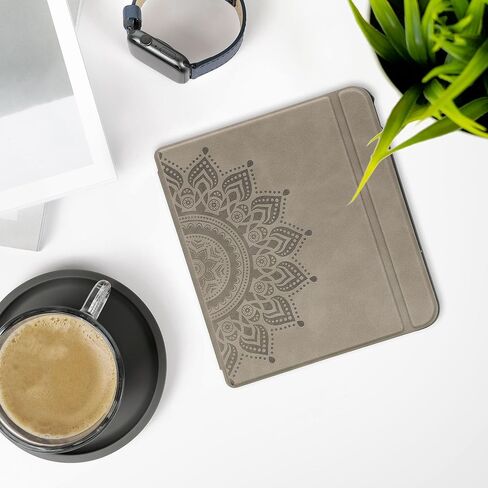 kwmobile Cover Compatible with Kobo Libra Colour Cover - eReader Case - Magnolias Grey in Saudi Arabia