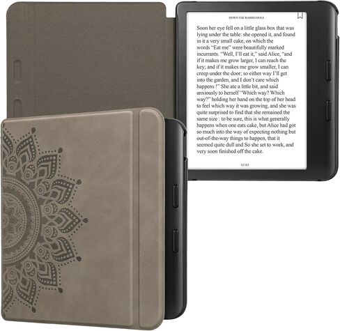 kwmobile Cover Compatible with Kobo Libra Colour Cover - eReader Case - Magnolias Grey in Saudi Arabia