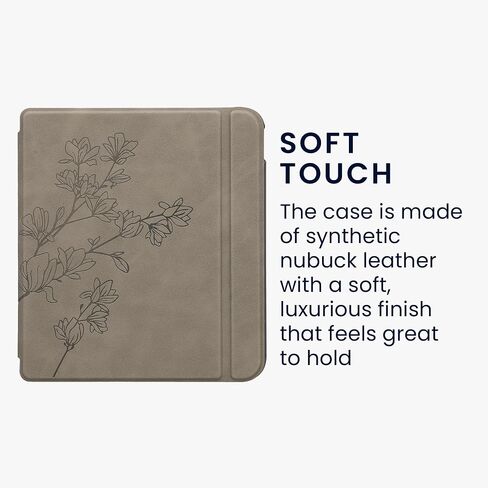 kwmobile Cover Compatible with Kobo Libra Colour Cover - eReader Case - Magnolias Grey in Saudi Arabia