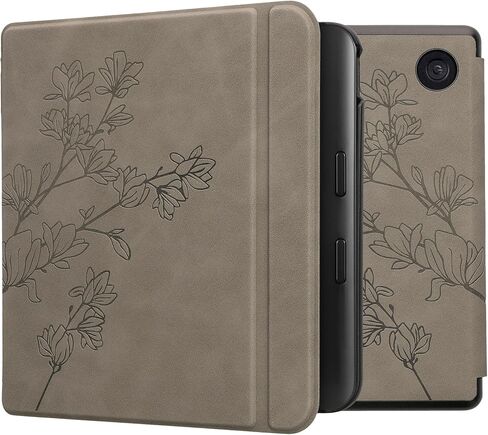 kwmobile Cover Compatible with Kobo Libra Colour Cover - eReader Case - Magnolias Grey in Saudi Arabia