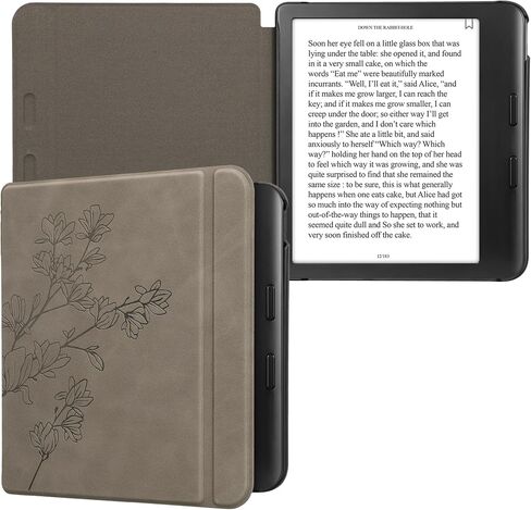 kwmobile Cover Compatible with Kobo Libra Colour Cover - eReader Case - Magnolias Grey in Saudi Arabia