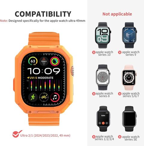 Compatible with Apple Watch Bumper Case Ultra 2 / Ultra 49mm Soft Flexible TPU Lightweight Protective Cover for iWatch Ultra 2/1(2024/2023/2022)[NO Front Screen Protector], Black-1pack in Saudi Arabia