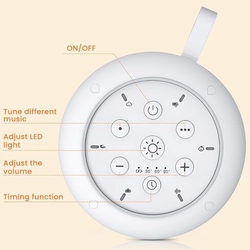 آلة صوت الضوضاء البيضاء مع 30 صوتًا مهدئًا، 16 لونًا ضوء ليلي، آلة ضوضاء بيضاء للبالغين والأطفال، آلات النوم، وظيفة الذاكرة، 36 مستوى صوت، 5 مؤقتات للسفر في المنزل والمكتب in Kuwait