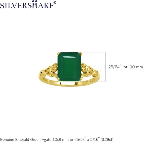 Silvershake 10X8mm Octagon Shape Gemstone 925 Sterling Silver Scroll/Filigree Leaf Solitaire Ring Jewelry for Women in Saudi Arabia