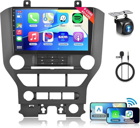8Core 4+64G Car Stereo for Ford Mustang 2015-2020 Wireless Carplay Android Auto,9" 1280*720P IPS Touch Screen Radio,Android13/GPS/WiFi/32EQ DSP/59UI/Bluetooth5.0/SWC/Backup Camera(Adapts to 3 Buttons) in Saudi Arabia