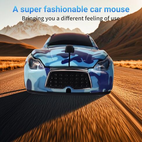 elec Space Wireless Mouse, Cool Car-Shape Wireless Mouse with LED Headlights, 2.4G Unique Car Mouse for Kids with USB Receiver, 1600 DPI Cute Gaming Mouse for Laptop PC Computer-White in Kuwait