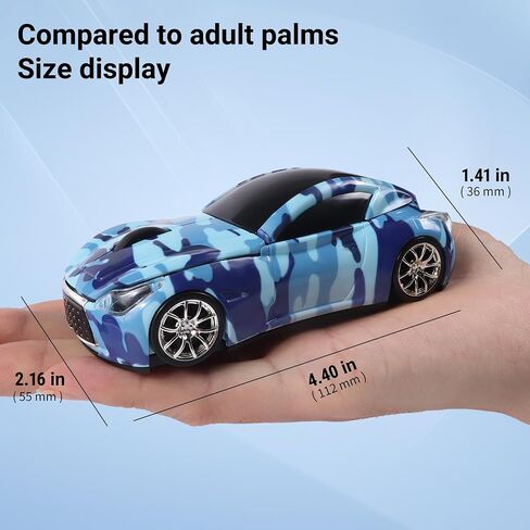 elec Space Wireless Mouse, Cool Car-Shape Wireless Mouse with LED Headlights, 2.4G Unique Car Mouse for Kids with USB Receiver, 1600 DPI Cute Gaming Mouse for Laptop PC Computer-White in Kuwait