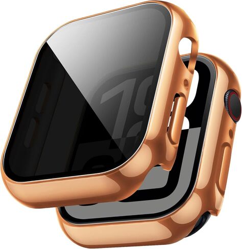 Miimall for 2 Pack Apple Watch 10 Privacy Screen Protector Case 42mm, Anti-Spy Tempered Glass Film Apple Watch Cover Slim Hard PC Case Bumper Full Protective Cover for iWatch 42mm, Black in Kuwait