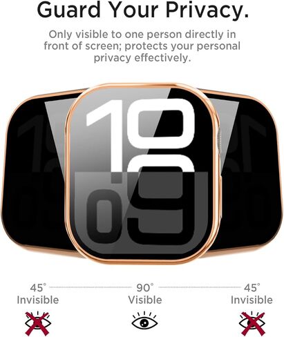 Miimall for 2 Pack Apple Watch 10 Privacy Screen Protector Case 42mm, Anti-Spy Tempered Glass Film Apple Watch Cover Slim Hard PC Case Bumper Full Protective Cover for iWatch 42mm, Black in Kuwait