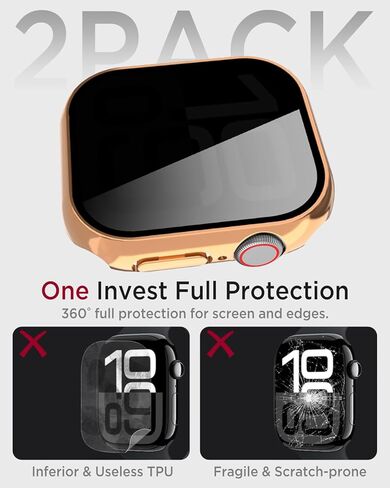Miimall for 2 Pack Apple Watch 10 Privacy Screen Protector Case 42mm, Anti-Spy Tempered Glass Film Apple Watch Cover Slim Hard PC Case Bumper Full Protective Cover for iWatch 42mm, Black in Kuwait