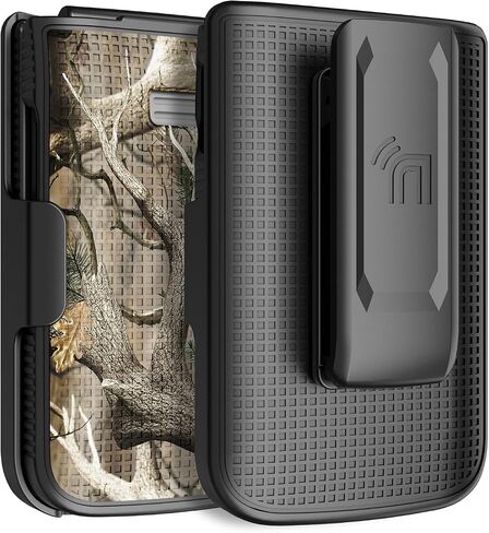 Nakedcellphone Holster Series for TCL Flip 3 Phone Case, Slim Hard Shell Cover and Belt Clip Holder Combination - Cobalt Blue in Kuwait