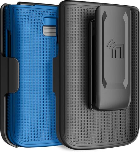 Nakedcellphone Holster Series for TCL Flip 3 Phone Case, Slim Hard Shell Cover and Belt Clip Holder Combination - Cobalt Blue in Kuwait