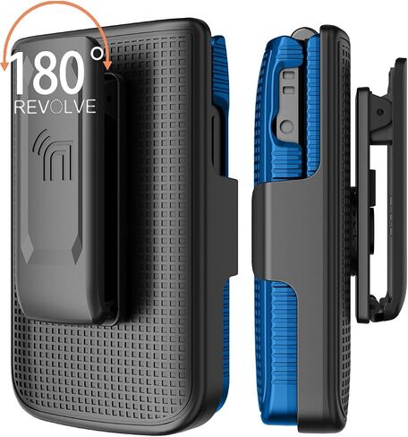 Nakedcellphone Holster Series for TCL Flip 3 Phone Case, Slim Hard Shell Cover and Belt Clip Holder Combination - Cobalt Blue in Kuwait
