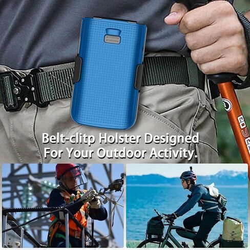 Nakedcellphone Holster Series for TCL Flip 3 Phone Case, Slim Hard Shell Cover and Belt Clip Holder Combination - Cobalt Blue in Kuwait