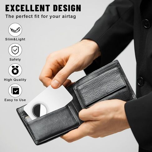 2 Pack Thin Card Case for Apple Airtag, Airtag Protector Wallet Holder for Clutch Bag, Purse, Handbag, and Backpack Wallet(White&Black) in Saudi Arabia