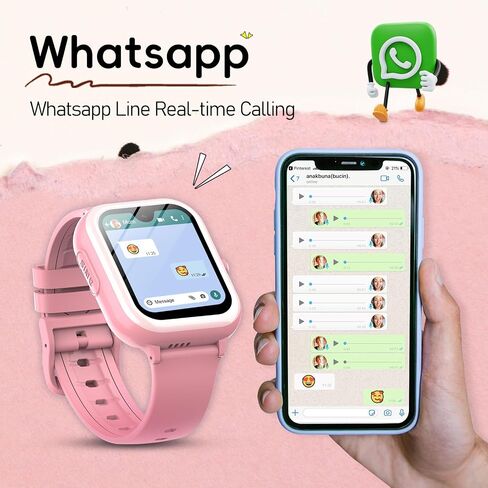 ساعة ذكية أحدث 4G GPS للأطفال من ونليكس مع بطاقة SIM، ساعة ذكية AMOLED كبيرة تعمل باللمس مقاس 1.78 بوصة للأطفال، ساعة هاتف للأولاد والبنات مع مكالمات صوتية فيديو، SOS، كاميرا، عداد الخطى، منبه، لعبة (وردي) in Kuwait