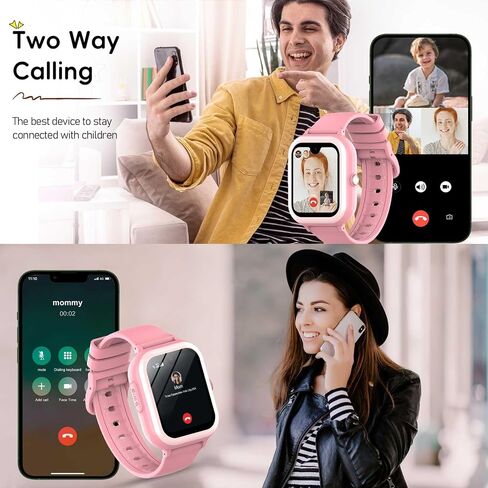 ساعة ذكية أحدث 4G GPS للأطفال من ونليكس مع بطاقة SIM، ساعة ذكية AMOLED كبيرة تعمل باللمس مقاس 1.78 بوصة للأطفال، ساعة هاتف للأولاد والبنات مع مكالمات صوتية فيديو، SOS، كاميرا، عداد الخطى، منبه، لعبة (وردي) in Kuwait