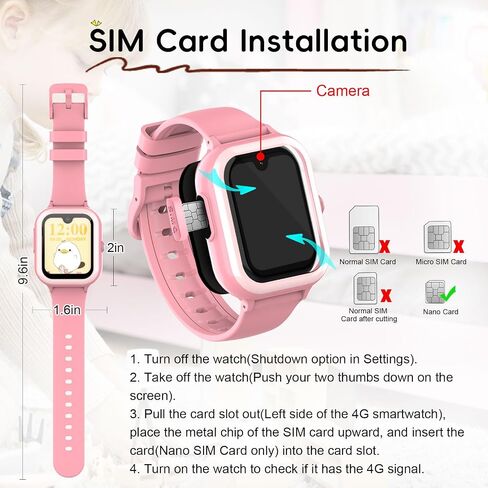 ساعة ذكية أحدث 4G GPS للأطفال من ونليكس مع بطاقة SIM، ساعة ذكية AMOLED كبيرة تعمل باللمس مقاس 1.78 بوصة للأطفال، ساعة هاتف للأولاد والبنات مع مكالمات صوتية فيديو، SOS، كاميرا، عداد الخطى، منبه، لعبة (وردي) in Kuwait