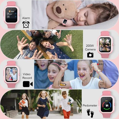 ساعة ذكية أحدث 4G GPS للأطفال من ونليكس مع بطاقة SIM، ساعة ذكية AMOLED كبيرة تعمل باللمس مقاس 1.78 بوصة للأطفال، ساعة هاتف للأولاد والبنات مع مكالمات صوتية فيديو، SOS، كاميرا، عداد الخطى، منبه، لعبة (وردي) in Kuwait