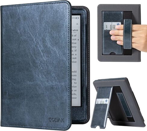 حافظة CoBak مع حامل لجهاز Kindle Paperwhite - غطاء متين من جلد البولي يوريثان مع خاصية التنبيه التلقائي للنوم، وفتحة للبطاقة، وميزة حزام اليد - يناسب جهاز Kindle Paperwhite من الجيل الحادي عشر مقاس 6.8 بوصات إصدار التوقيع 2021 in Saudi Arabia