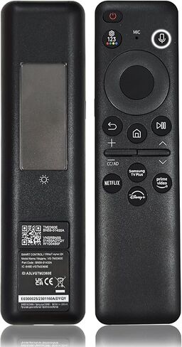 جهاز تحكم عن بعد صوتي بالطاقة الشمسية BN59-01432A TM2360E متوافق مع تلفزيونات Samsung Neo QLED 8K HDR الذكية، مناسب للتلفزيون الذكي ذو الإطار Crystal UHD، مع خلية شمسية بلوتوث قابلة لإعادة الشحن، موديل 2023 أسود، BN59-01432D in Kuwait