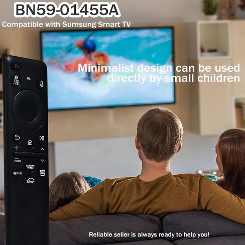 جهاز تحكم عن بعد صوتي بالطاقة الشمسية BN59-01432A TM2360E متوافق مع تلفزيونات Samsung Neo QLED 8K HDR الذكية، مناسب للتلفزيون الذكي ذو الإطار Crystal UHD، مع خلية شمسية بلوتوث قابلة لإعادة الشحن، موديل 2023 أسود، BN59-01432D in Kuwait