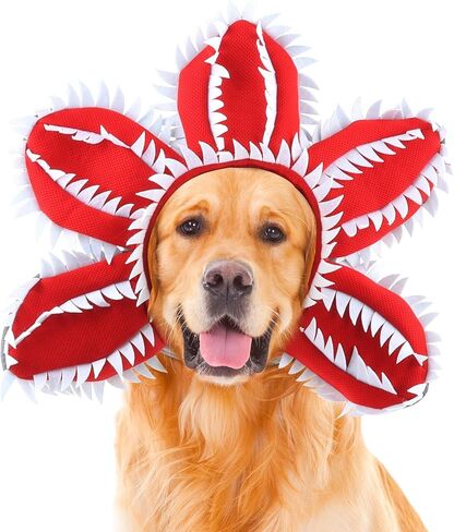 HOTUMN Dog Halloween Costume - Halloween Pet Scary Flower Hat Dog Demon Costumes Funny Hat Headband Soft Monster Cosplay Outfit and Cute Dog Decoration for Large Dog (Large) in Saudi Arabia