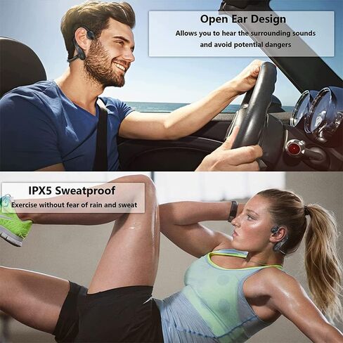Bone Conduction Headphones, Open-Ear Headphones Bluetooth 5.3 Sport Headset with Mic, IPX5 Waterproof Sweatproof Lightweight Wireless Earphone for Running Cycling Driving Workouts in Saudi Arabia