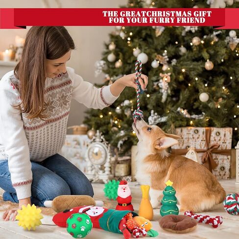 Talltalk 18 جهاز كمبيوتر شخصى الكلب عيد الميلاد تخزين مع اللعب جرو مضغ اللعب مجموعة للكلاب الصغيرة المتوسطة صار عيد الميلاد جرو مضغ اللعب الملونة التفاعلية تدريب الكلاب صحة الأسنان حبل القطن اللعب هدايا عيد الميلاد in Kuwait