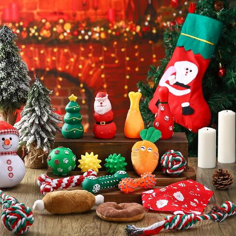 Talltalk 18 جهاز كمبيوتر شخصى الكلب عيد الميلاد تخزين مع اللعب جرو مضغ اللعب مجموعة للكلاب الصغيرة المتوسطة صار عيد الميلاد جرو مضغ اللعب الملونة التفاعلية تدريب الكلاب صحة الأسنان حبل القطن اللعب هدايا عيد الميلاد in Kuwait