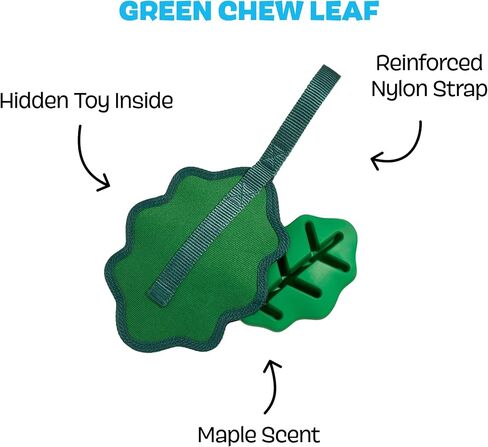 Barkbox BARK Green Chew Leaf Dog Toy for Small Dogs – 2-in-1 Design with Mixed Textures and Surprises, Perfect for Tough Chewing and Playful Pups in Saudi Arabia