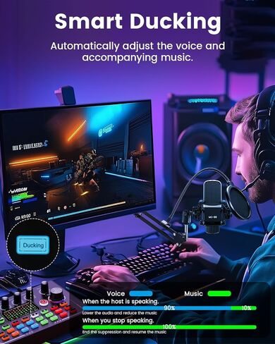 Podcast Equipment Bundle, Audio Interface with Cardioid Designer BM800 Mic for Gamer and All-in-One DJ Mixer, Perfect for Live Streaming, Singing, YouTube, Gaming in Saudi Arabia