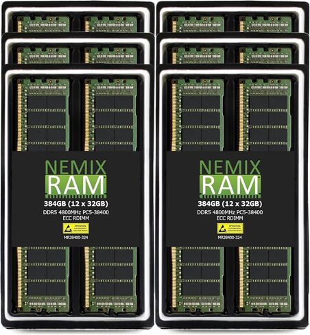 NEMIX RAM 256GB (8X32GB) DDR5 4800MHZ PC5-38400 2Rx8 1.1V 288-PIN ECC RDIMM Registered Server Memory KIT in Saudi Arabia