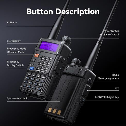 BAOFENG GM-F8 2 قطعة جهاز اتصال لاسلكي GMRS راديو قابل لإعادة الشحن في اتجاهين مع جهاز استقبال الطقس NOAA والمسح الضوئي، راديو GMRS المحمول للبالغين، دعم غرد in Saudi Arabia