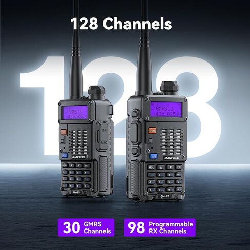 BAOFENG GM-F8 2 قطعة جهاز اتصال لاسلكي GMRS راديو قابل لإعادة الشحن في اتجاهين مع جهاز استقبال الطقس NOAA والمسح الضوئي، راديو GMRS المحمول للبالغين، دعم غرد in Saudi Arabia