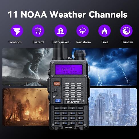 BAOFENG GM-F8 2 قطعة جهاز اتصال لاسلكي GMRS راديو قابل لإعادة الشحن في اتجاهين مع جهاز استقبال الطقس NOAA والمسح الضوئي، راديو GMRS المحمول للبالغين، دعم غرد in Saudi Arabia