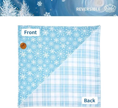 CROWNED BEAUTY Winter Dog Bandanas Reversible Large 2 Pack, Frost Paws Set, Blue Plaid Adjustable Triangle Snowflakes Holiday Scarves for Medium Large Extra Large Dogs Boy Girl Pets DB146-L in Saudi Arabia