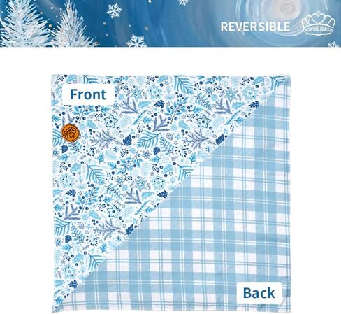 CROWNED BEAUTY Winter Dog Bandanas Reversible Large 2 Pack, Frost Paws Set, Blue Plaid Adjustable Triangle Snowflakes Holiday Scarves for Medium Large Extra Large Dogs Boy Girl Pets DB146-L in Saudi Arabia