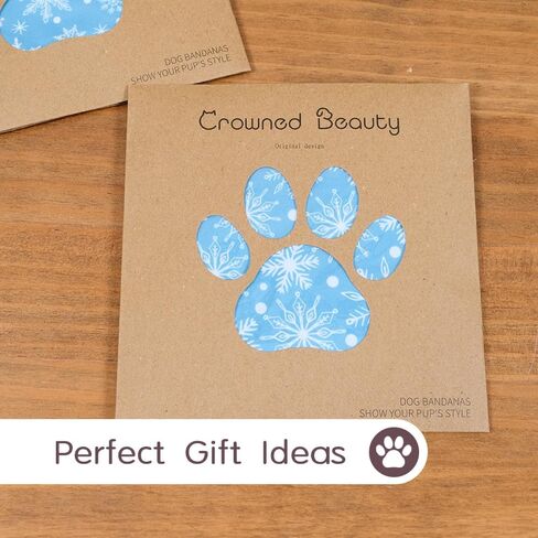 CROWNED BEAUTY Winter Dog Bandanas Reversible Large 2 Pack, Frost Paws Set, Blue Plaid Adjustable Triangle Snowflakes Holiday Scarves for Medium Large Extra Large Dogs Boy Girl Pets DB146-L in Saudi Arabia