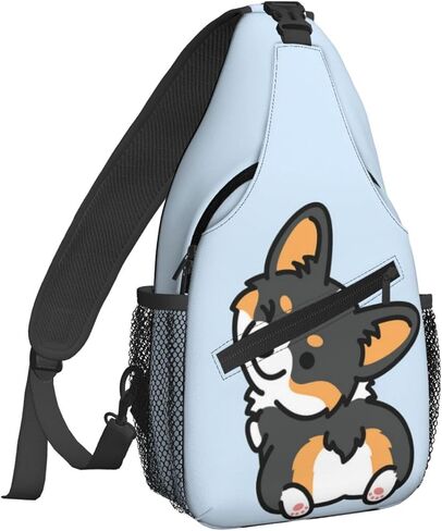 Women Cute Corgi Tricolor Dog Crossbody Sling Backpack for Men Chest Bag Shoulder Bag Lightweight One Strap Backpack Travel Outdoor Daypack in Saudi Arabia