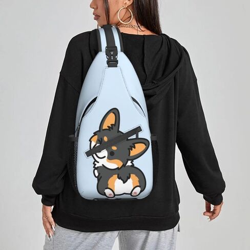 Women Cute Corgi Tricolor Dog Crossbody Sling Backpack for Men Chest Bag Shoulder Bag Lightweight One Strap Backpack Travel Outdoor Daypack in Saudi Arabia